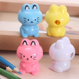 Student Cute Kawaii Cartoon Cat Plastic School Pencil Sharpener For Kids Stationery Gift 6302