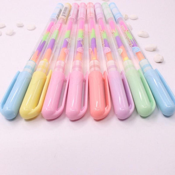 4PCS/lot Rainbow Color Gel Pen 6 In 1 Color Pens DIY Album Photo Decoration Highlighter Marker Pen Office Supplies