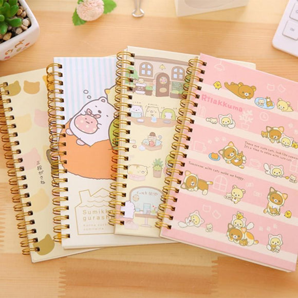 Kawaii Spiral Coil Notebook/Diary Agenda/Pocket book/Office School Supplies From Japan Cartoon Rilakkuma & Sumikkogurashi