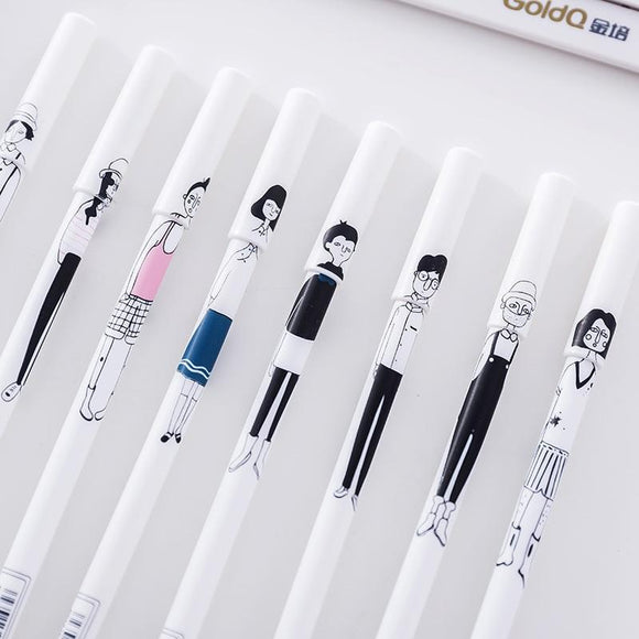 white Cartoon character gel pen creative 0.38mm Black ink stationary pens kawaii cute korea japanese kawai office school 1Z807