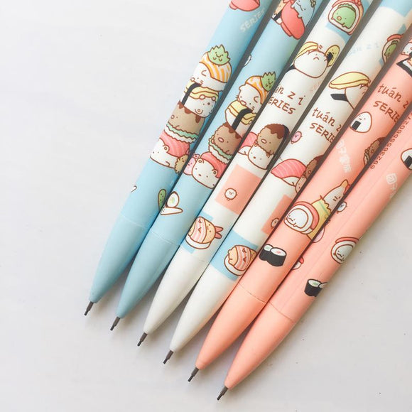 H13 3X Cute Kawaii Sushi Rice Press Automatic Mechanical Pencil Writing Drawing School Office Supply Student Stationery 0.5mm