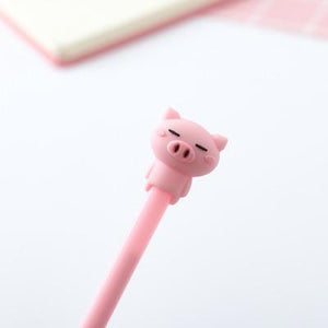 Cute Cartoon Pink Animal Emoji Pig Gel Pen For Writing Kawaii Student Black Ink 0.38mm School Supplies Stationery Wholesale